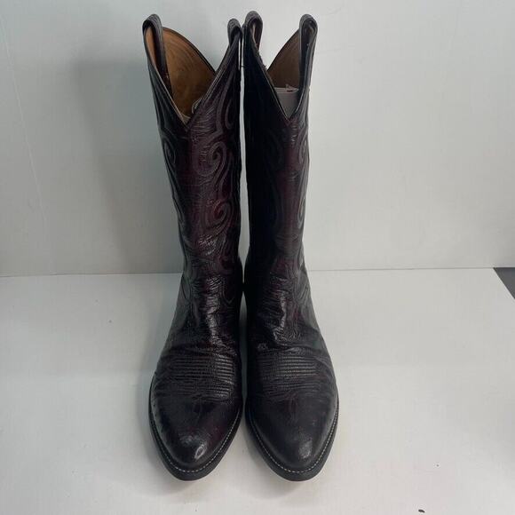 Men\'s TONY LAMA Full Quill Ostrich Western USA Made Boots 11B 03493 Deep Red VTG main image 8
